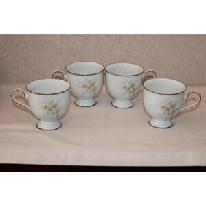 Noritake Ireland Anticipation Pattern 2963 Footed Teacups – Set of 4